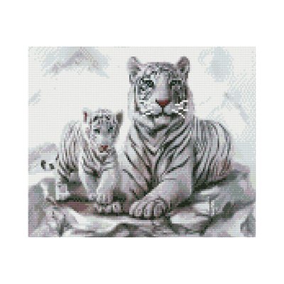 Алмазна мозаїка Strateg ПРЕМІУМ Білі тигри 30х40 см HX011 1393 фото