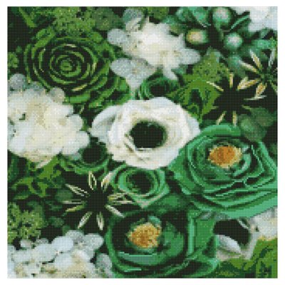 Алмазна мозаїка Strateg ПРЕМІУМ Зелені відтінки квітів 50х50 см GA0001 1480 фото