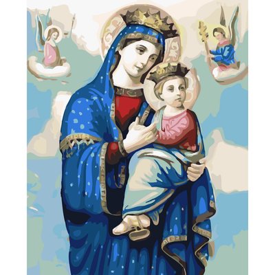 Картина за номерами Strateg ПРЕМІУМ Матір Божа з лаком розміром 40х50 см SY6141 3246 фото