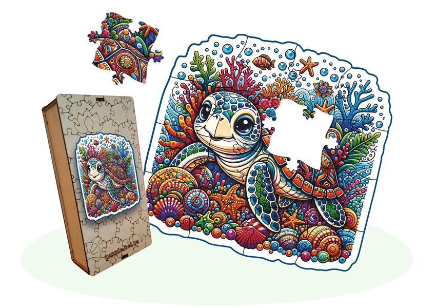 Wooden Jigsaw Puzzle Baby Turtle Boy N137-12 photo