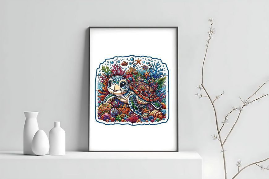 Wooden Jigsaw Puzzle Baby Turtle Boy N137-12 photo
