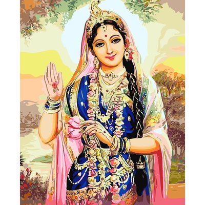 Картина за номерами Strateg ПРЕМІУМ Принцеса Індії з лаком розміром 40х50 см SY6231 3332 фото