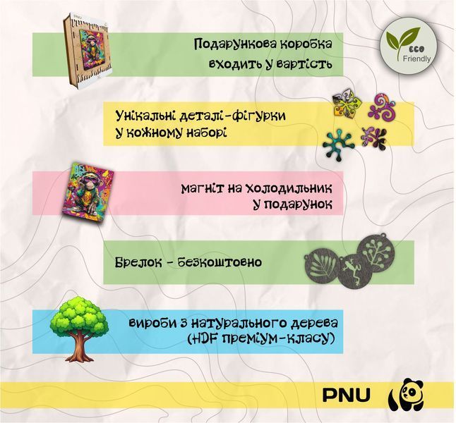 Деревянный пазл PNU Красочная бабочка, размер M N132-6 фото