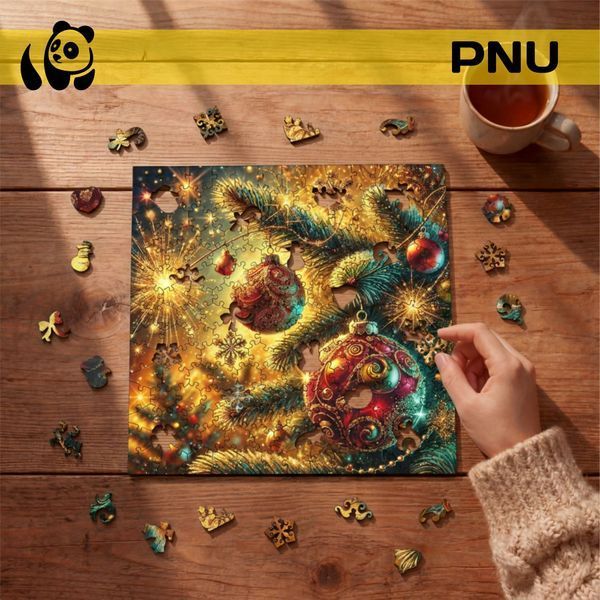 Дерев'яний пазл PNU Новорічні прикраси, розмір M N199 фото